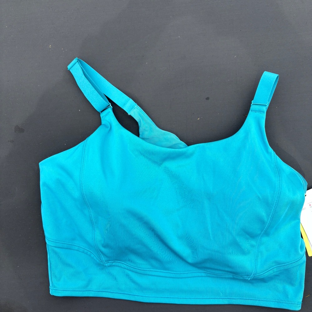 All In Motion Womens Mesh-Back Longline Sports Bra Turquoise Green Size L NEW
